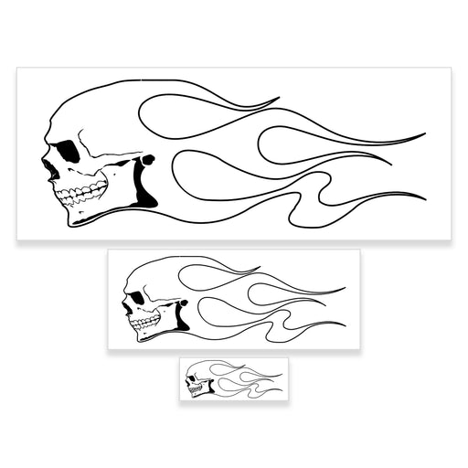 Custom Shop Airbrush Skull Fire Flame Stencil Set (Skull Design #1 in 3 Scale Sizes) - Laser Cut Reusable Templates