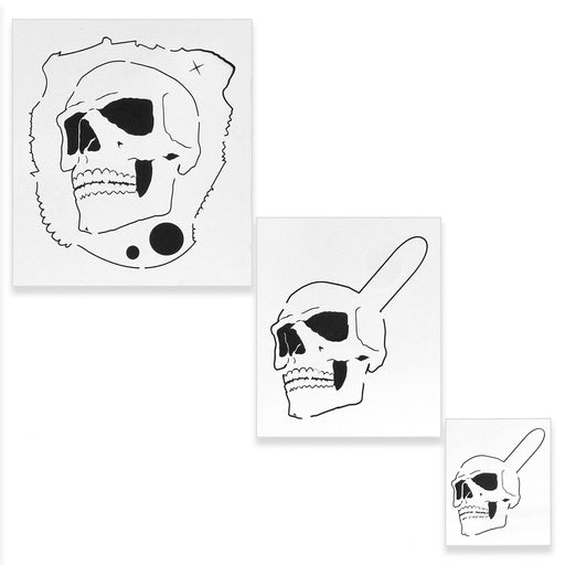 Custom Shop Airbrush Stencil Skull Design Set #1 (3 Different Scale Sizes) - 3 Laser Cut Reusable Templates