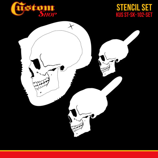 Custom Shop Airbrush Stencil Skull Design Set #2 (3 Different Scale Sizes) - 3 Laser Cut Reusable Templates