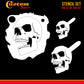 Airbrush Stencil Skull Design Set #4 (3 Different Scale Sizes) - 3 Laser Cut Reusable Templates
