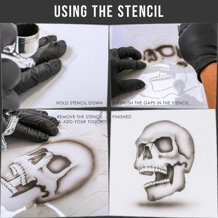 Custom Shop Airbrush Stencil Skull Design Set #4 (3 Different Scale Sizes) - 3 Laser Cut Reusable Templates