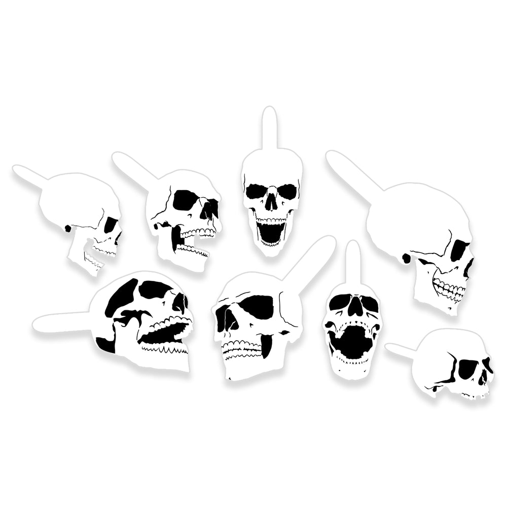 Custom Shop Airbrush Stencil Skull Design Set #9 (8 Different Mini Skull Designs) - 8 Laser Cut Reusable Templates