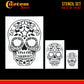 Airbrush Sugar Skull Day Of The Dead Stencil Set (Skull Design #10 in 3 Scale Sizes) - Laser Cut Reusable Templates