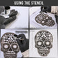 Airbrush Sugar Skull Day Of The Dead Stencil Set (Skull Design #10 in 3 Scale Sizes) - Laser Cut Reusable Templates
