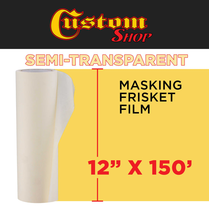 Custom Shop 12" x 150' Roll of Semi-Transparent Masking Film/Frisket for Artists, Airbrush Graphics, Auto, Tracing, Cutting Templates, Stencil Making