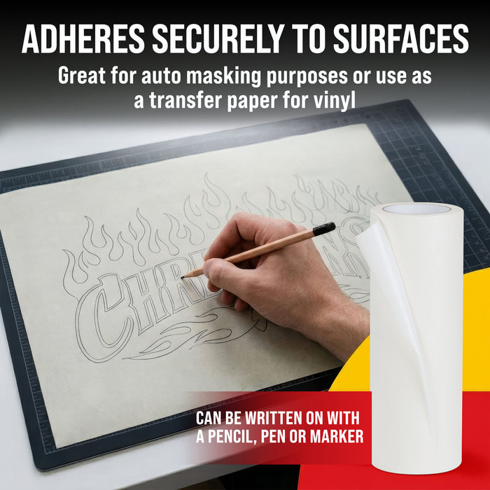 Custom Shop 12" x 150' Roll of Semi-Transparent Masking Film/Frisket for Artists, Airbrush Graphics, Auto, Tracing, Cutting Templates, Stencil Making