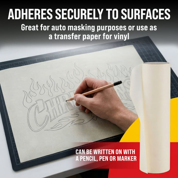 Custom Shop 12" x 30' Roll of Semi-Transparent Masking Film/Frisket for Artists, Airbrush Graphics, Auto, Tracing, Cutting Templates, Stencil Making