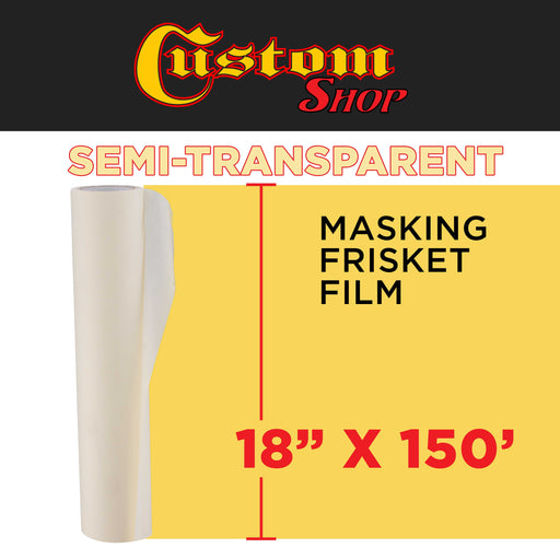 Custom Shop 18" x 150' Roll of Semi-Transparent Masking Film/Frisket for Artists, Airbrush Graphics, Auto, Tracing, Cutting Templates, Stencil Making