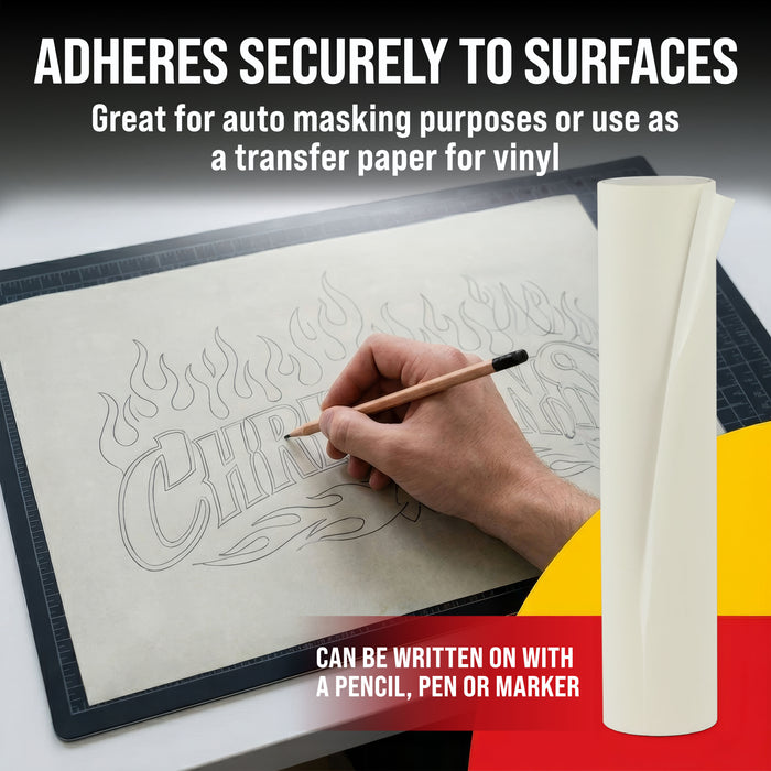 Custom Shop 18" x 30' Roll of Semi-Transparent Masking Film/Frisket for Artists, Airbrush Graphics, Auto, Tracing, Cutting Templates, Stencil Making