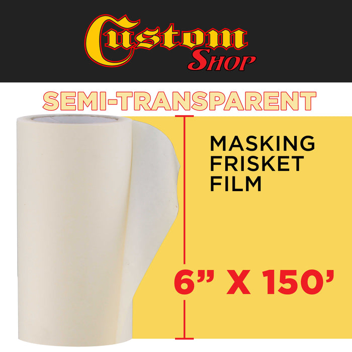 Custom Shop 6" x 150' Roll of Semi-Transparent Masking Film/Frisket for Artists, Airbrush Graphics, Auto, Tracing, Cutting Templates, Stencil Making