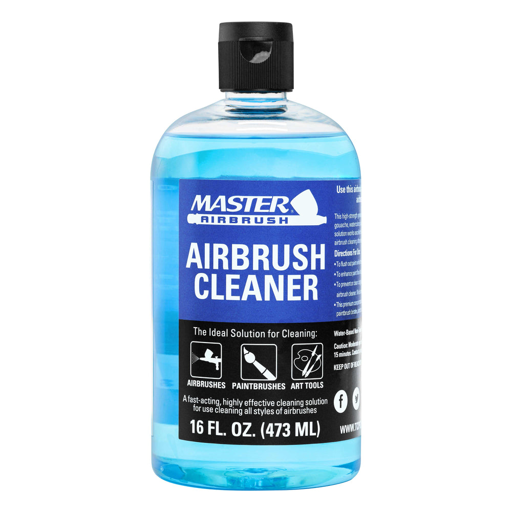 Airbrush Cleaner, 16-Ounce Pint Bottle - Fast Acting Cleaning Solution, Quickly Remove Water-Based Acrylic Paint, Watercolor, Makeup