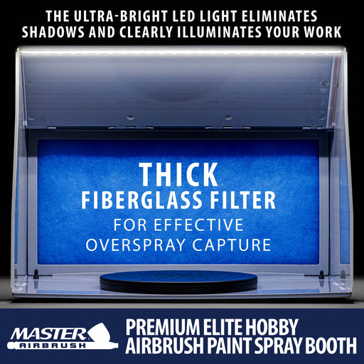 Master Airbrush Portable Airbrush Spray Booth Kit with Exhaust Fan, LED Light, Turntable & Extension Hose