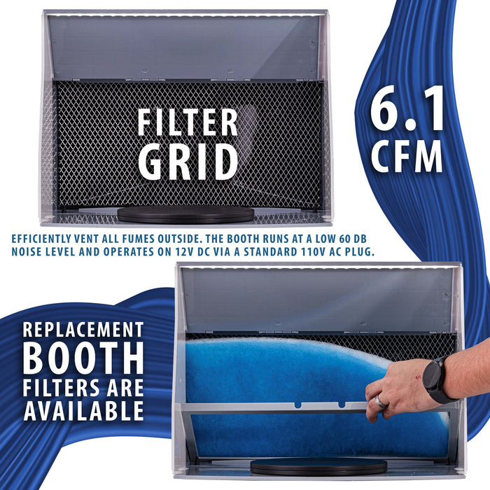 Master Airbrush Portable Airbrush Spray Booth Kit with Exhaust Fan, LED Light, Turntable & Extension Hose