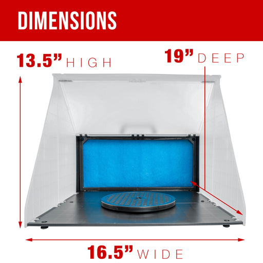 Portable Hobby Airbrush Spray Booth Kit with 7.5 in. Diameter Revolving Turntable (Exhaust Extension Hose Not Included)