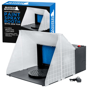Portable Airbrush Spray Booth Kit with 25W Fan & Turntable, 16.5"x19"x13.5" Hobby Airbrush Booth for Painting