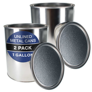 1 Gallon Unlined Empty Metal Paint Can Bucket with Lids, Pack of 2 - Triple Tight Lid Seal, 128 fl. oz. Steel Coating Storage Container Tin