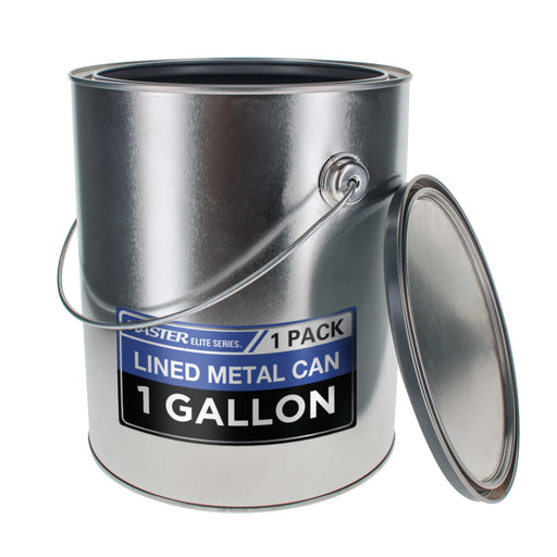 1 Gallon Lined Empty Metal Paint Can Bucket with Lid, Bail Handle - Triple Tight Seal, 128 fl. oz. Steel Coating Storage Container Tin - Store Leftover Water-Based Paint, Latex, Art Craft