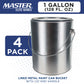 1 Gallon Lined Empty Metal Paint Can Bucket with Lids, Bail Handles, Pack of 4 - Triple Tight Seal, 128 fl. oz. Steel Coating Storage Container Tin