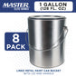 1 Gallon Lined Empty Metal Paint Can Bucket with Lids, Bail Handles, Pack of 8 - Triple Tight Seal, 128 fl. oz. Steel Coating Storage Container Tin
