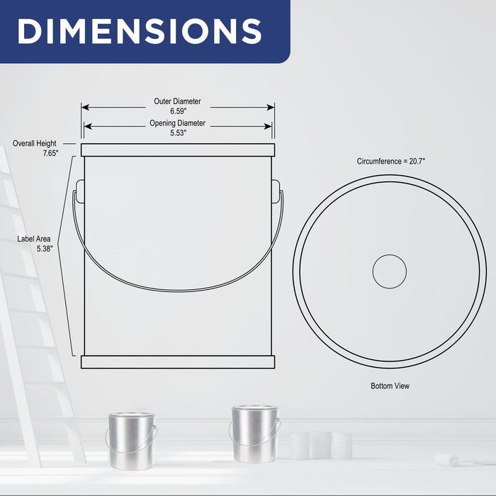 1 Gallon Lined Empty Metal Paint Can Bucket with Lids, Bail Handles, Pack of 8 - Triple Tight Seal, 128 fl. oz. Steel Coating Storage Container Tin - Store Leftover Water-Based Paint Auto