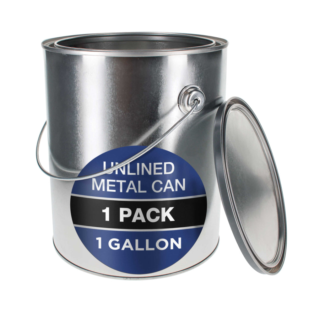 1 Gallon Unlined Empty Metal Paint Can Bucket with Lid, Bail Handle - Triple Tight Seal, 128 fl. oz. Steel Coating Storage Container Tin - Store Leftover Oil-Based Paint, Automotive, Art