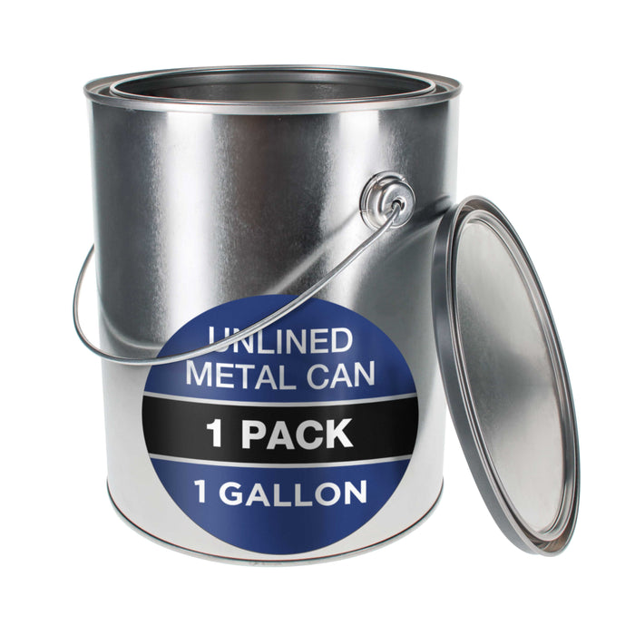1 Gallon Unlined Empty Metal Paint Can Bucket with Lid, Bail Handle - Triple Tight Seal, 128 fl. oz. Steel Coating Storage Container Tin - Store Leftover Oil-Based Paint, Automotive, Art