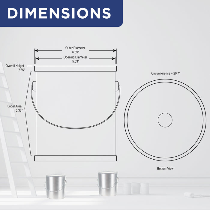 1 Gallon Unlined Empty Metal Paint Can Bucket with Lids, Bail Handles, Pack of 2 - Triple Tight Seal, 128 fl. oz. Steel Coating Storage Container Tin - Store Leftover Oil-Based Paint Auto