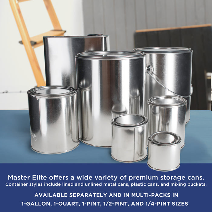 1 Gallon Unlined Empty Metal Paint Can Bucket with Lids, Bail Handles, Pack of 2 - Triple Tight Seal, 128 fl. oz. Steel Coating Storage Container Tin