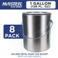 1 Gallon Unlined Empty Metal Paint Can Bucket with Lids, Bail Handles, Pack of 8 - Triple Tight Seal, 128 fl. oz. Steel Coating Storage Container Tin