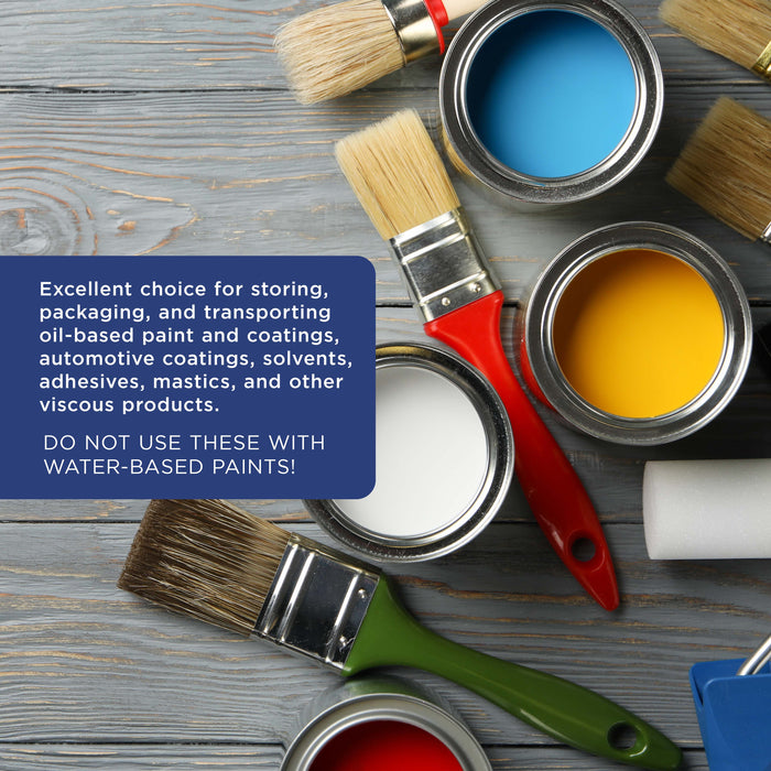 1/2 Pint Unlined Empty Metal Paint Can Bucket with Lids, Pack of 4 - Triple Tight Lid Seal, 8 fl. oz. Steel Coating Storage Container Tin - Store Oil-Based Paint, Art, DIY Crafts