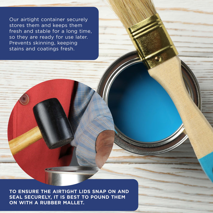 1/2 Pint Unlined Empty Metal Paint Can Bucket with Lids, Pack of 6 - Triple Tight Lid Seal, 8 fl. oz. Steel Coating Storage Container Tin - Store Oil-Based Paint, Art, DIY Crafts