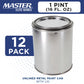 1 Pint Unlined Empty Metal Paint Can Bucket with Lids, Pack of 12 - Triple Tight Lid Seal, 16 fl. oz. Steel Coating Storage Container Tin