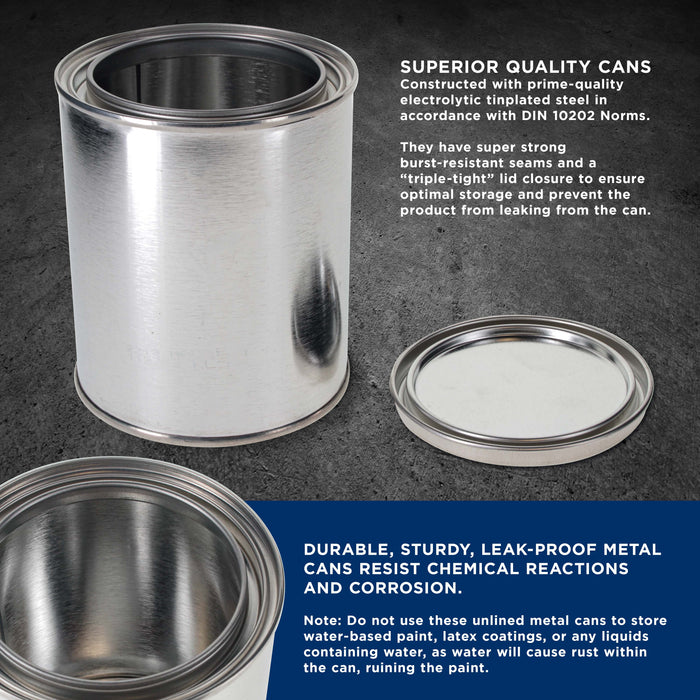 1 Pint Unlined Empty Metal Paint Can Bucket with Lids, Pack of 12 - Triple Tight Lid Seal, 16 fl. oz. Steel Coating Storage Container Tin - Store Oil-Based Paint, Art, Craft, DIY Supplies