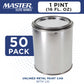 1 Pint Unlined Empty Metal Paint Can Bucket with Lids, 1 Case of 50 - Triple Tight Lid Seal, 16 fl. oz. Steel Coating Storage Container Tin