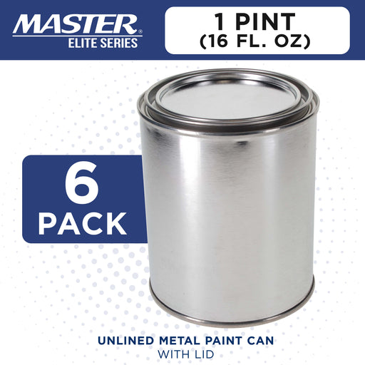 1 Pint Unlined Empty Metal Paint Can Bucket with Lids, Pack of 6 - Triple Tight Lid Seal, 16 fl. oz. Steel Coating Storage Container Tin