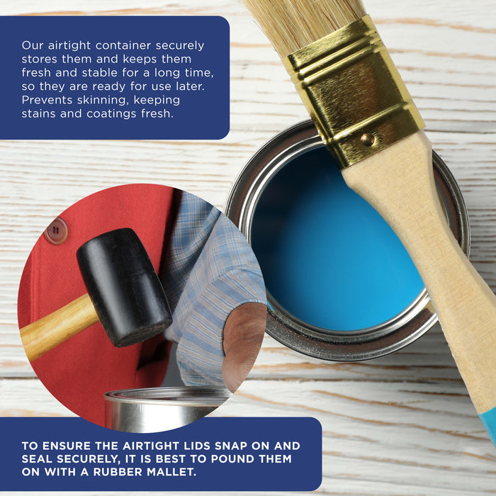 1/4 Pint Unlined Empty Metal Paint Can Bucket with Lids, Pack of 12 - Triple Tight Lid Seal, 4 fl. oz. Steel Coating Storage Container Tin - Store Oil-Based Paint, Art, DIY Crafts