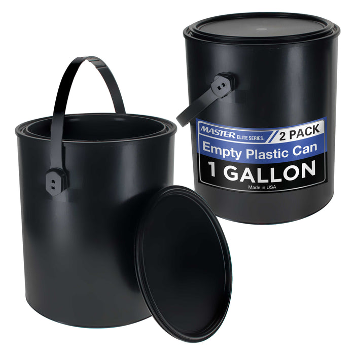 1 Gallon Plastic Paint Can Bucket, Pack of 2 - Triple Lock Airtight Lid Seal, 128 fl. oz. All-Plastic Coating Storage Can - Plastic Pail Handle, Rust Proof, Dent Proof & Odor Resistant