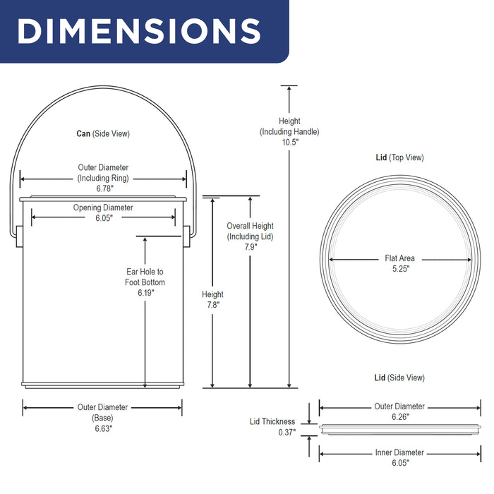 1 Gallon Plastic Paint Can Bucket, Pack of 4 - Triple Lock Airtight Lid Seal, 128 fl. oz. All-Plastic Coating Storage Can - Plastic Pail Handle, Rust Proof, Dent Proof & Odor Resistant