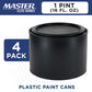 1 Pint Empty Plastic Paint Can Bucket, Pack of 4 - Triple Lock Airtight Lid Seal, 32 fl. oz. All-Plastic Coating Storage Can, Pail Handle