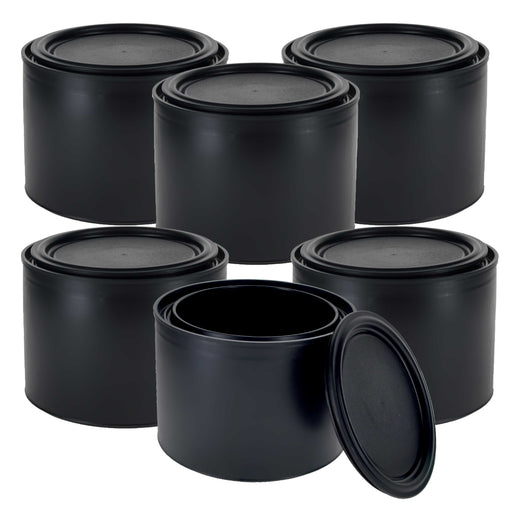 1 Pint Plastic Paint Can Bucket, Pack of 6 - Triple Lock Airtight Lid Seal, 16 fl. oz. All-Plastic Coating Storage Can - Plastic Pail Handle, Rust Proof, Dent Proof & Odor Resistant