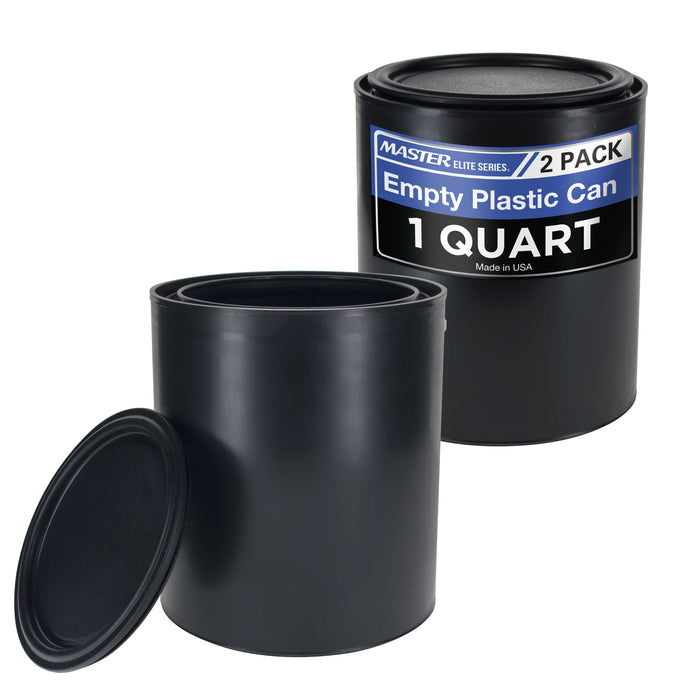 1 Quart Plastic Paint Can Bucket, Pack of 2 - Triple Lock Airtight Lid Seal, 32 fl. oz. All-Plastic Coating Storage Can - Plastic Pail Handle, Rust Proof, Dent Proof & Odor Resistant