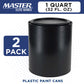 1 Quart Empty Plastic Paint Can Bucket, Pack of 2 - Triple Lock Airtight Lid Seal, 32 fl. oz. All-Plastic Coating Storage Can Pail Handle