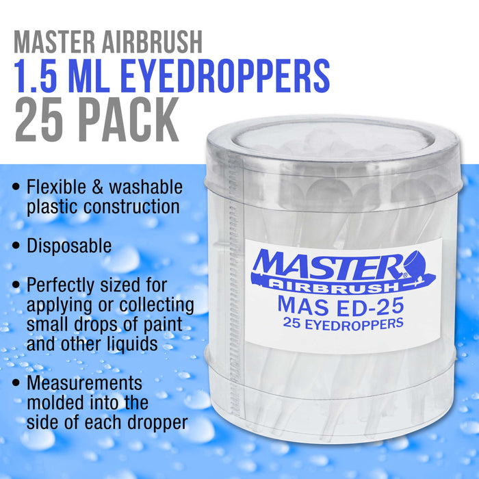 25 Master Pipette Eyedroppers for Liquid Transfer and Airbrush Paint