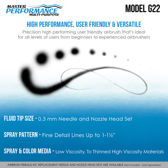 Master performance G22 Airbrushing System kit con Master tc-20t compressore con serbatoio aria, tubo dell' aria & G22 dual-action Gravity Feed Airbrush Master performance G22 Airbrushing System kit con Master tc-20t compressore con serbatoio aria, tubo dell' aria & G22 dual-action Gravity Feed Airbrush