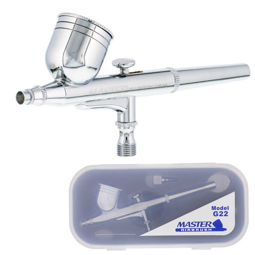 Master Airbrush G22 Multi-Purpose Dual-Action Gravity Feed Airbrush Gun for Model Painting, Graphics, Cake & Fine Art - Air Brush Gun Only with a 0.3mm Tip and 1/3 oz. Fluid Cup, Art Hobby Crafts