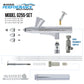 G255 Pro Dual-Action Gravity Feed Airbrush Gun Kit with 3 Nozzle Sets (0.2, 0.3 & 0.5mm Needles, Fluid Tips and Air Caps) Aerografo