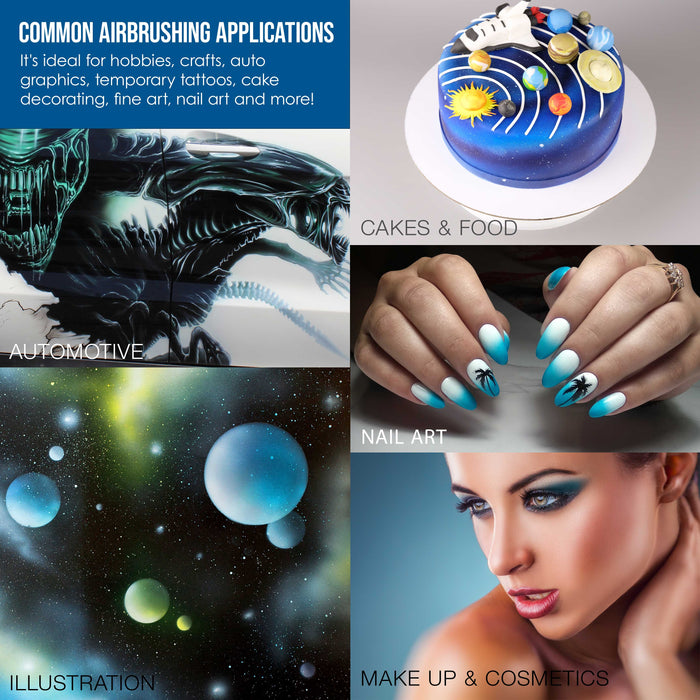 Master Airbrush G255 Pro Dual-Action Gravity Feed Airbrush Gun Kit with 3 Nozzle Sets (0.2, 0.3 & 0.5mm Needles, Fluid Tips and Air Caps) Aerografo Illustration, Nail Art, Model Painting & Cake