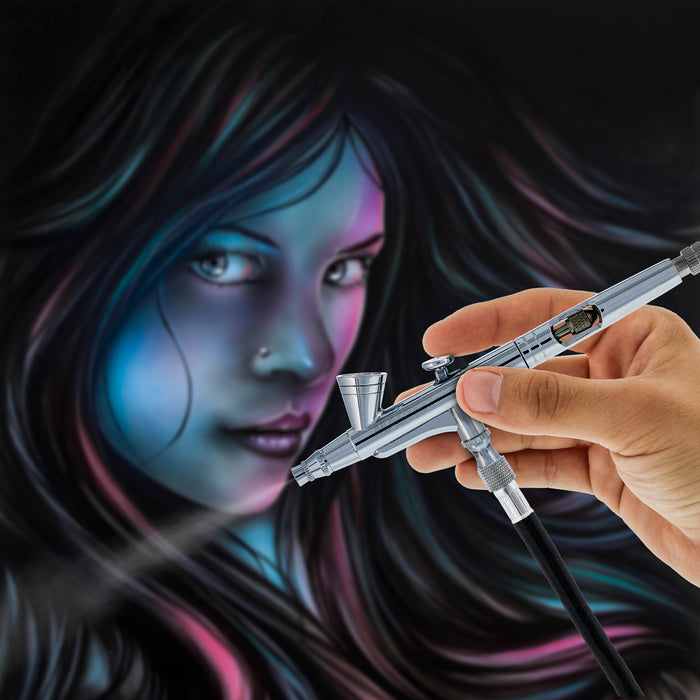 Master Airbrush G266 Pro Dual-Action Gravity Feed Airbrush Gun with 3 Nozzle Sets (0.2, 0.3 & 0.5mm Needles, Fluid Tips & Air Caps), Cutaway Handle, Air Brush Gun for Fine Art, Aerografo Illustration