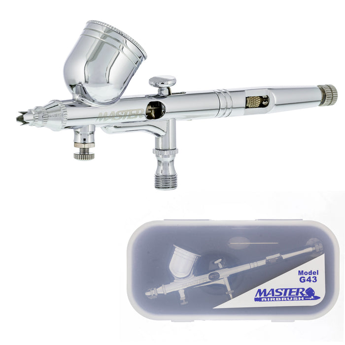 Master High Precision G43 Dual-Action Gravity Feed Airbrush, 0.2 mm Tip, 1/3 oz Bowl Cup, Air Control