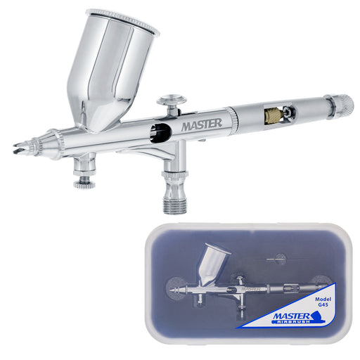 Master High Precision G45 Dual-Action Gravity Feed Airbrush, 02 mm Tip, Large 1/2 oz Cup, Air Control